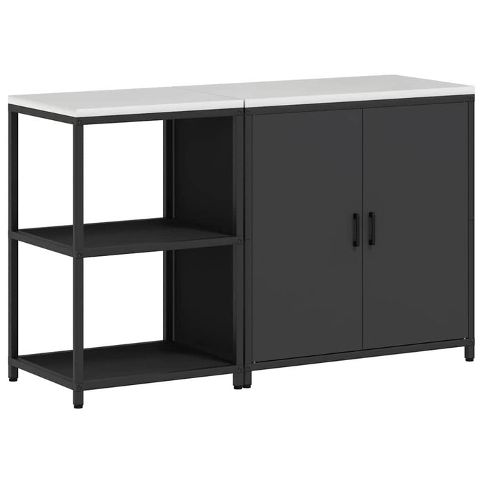 Set di Stoccaggio per Cucina con lo scaffale 2 pz-Armadietto Cucina-Armadietto Cucina Nero Acciaio 836029