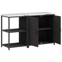 Set di Stoccaggio per Cucina con lo scaffale 2 pz-Armadietto Cucina-Armadietto Cucina Nero Acciaio 836029