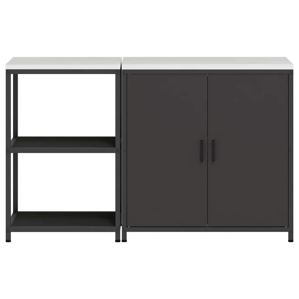 vidaXL Set di Stoccaggio per Cucina 2 pcs Nero 150 x 50 x 92 cm
