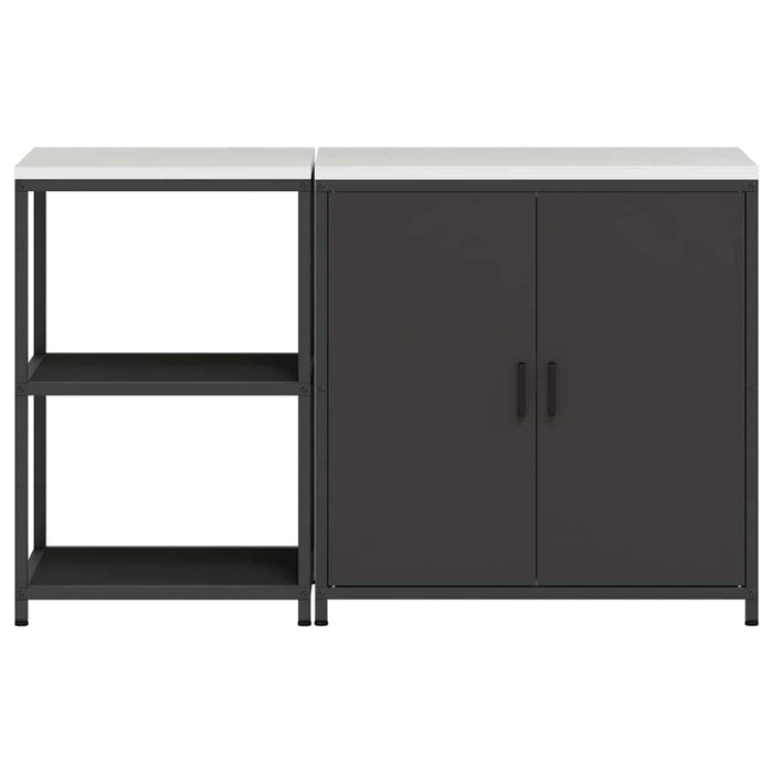 vidaXL Set di Stoccaggio per Cucina 2 pcs Nero 150 x 50 x 92 cm