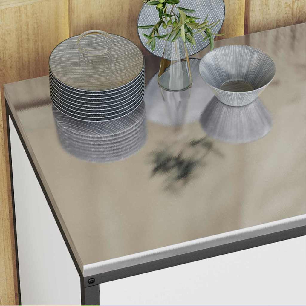 Set di Stoccaggio per Cucina con porta 2 pz-Armadietto Cucina-Armadietto Cucina Bianco Acciaio 219994