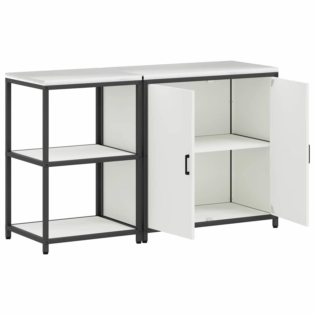 vidaXL Set di Stoccaggio per Cucina 2 pcs Bianco 150 x 50 x 92 cm