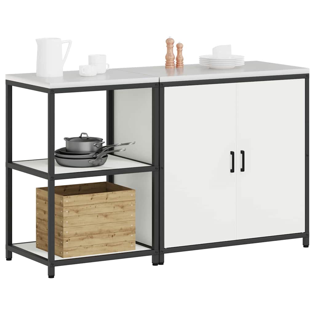 vidaXL Set di Stoccaggio per Cucina 2 pcs Bianco 150 x 50 x 92 cm