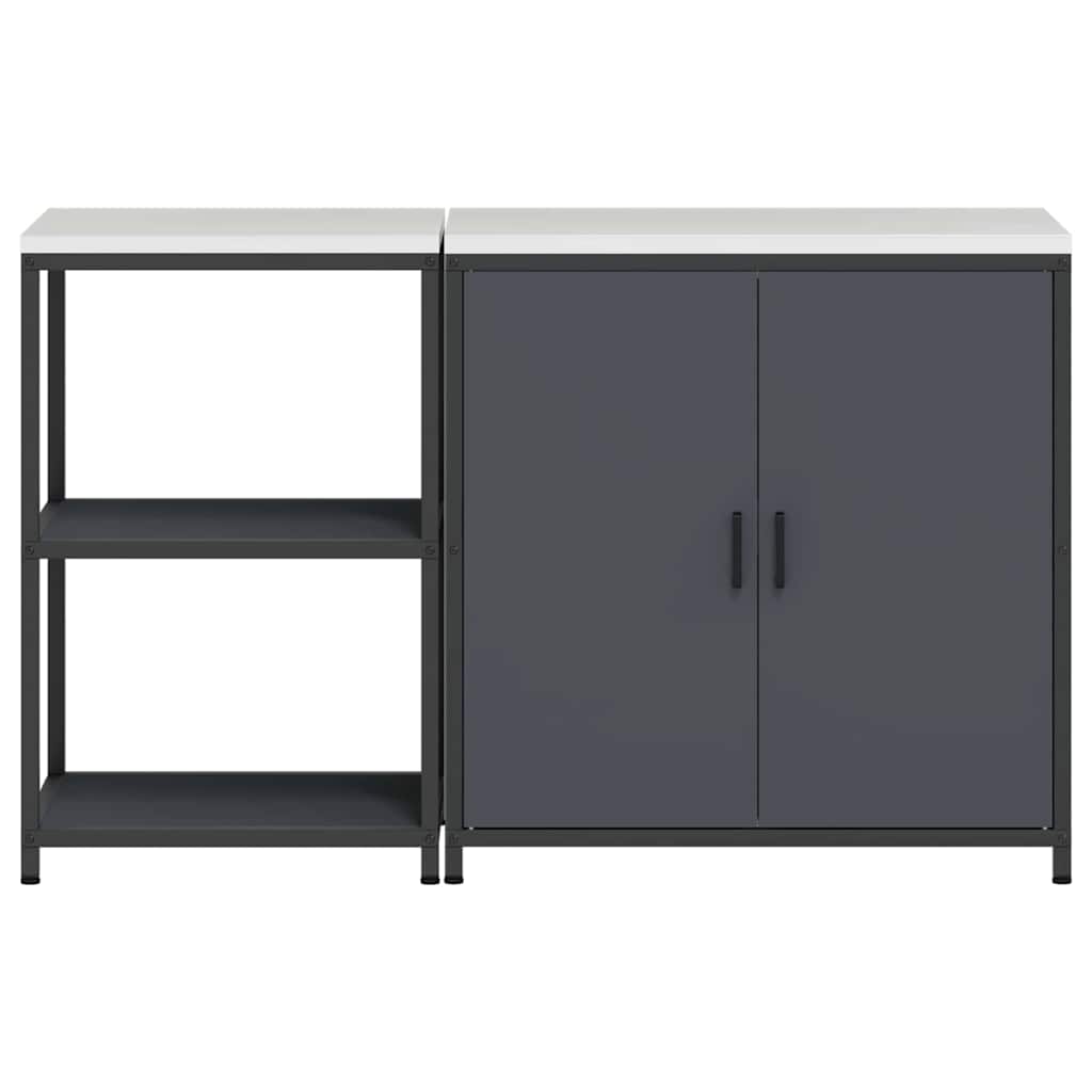 vidaXL Set di Stoccaggio per Cucina 2 pcs Antracite 150 x 50 x 92 cm