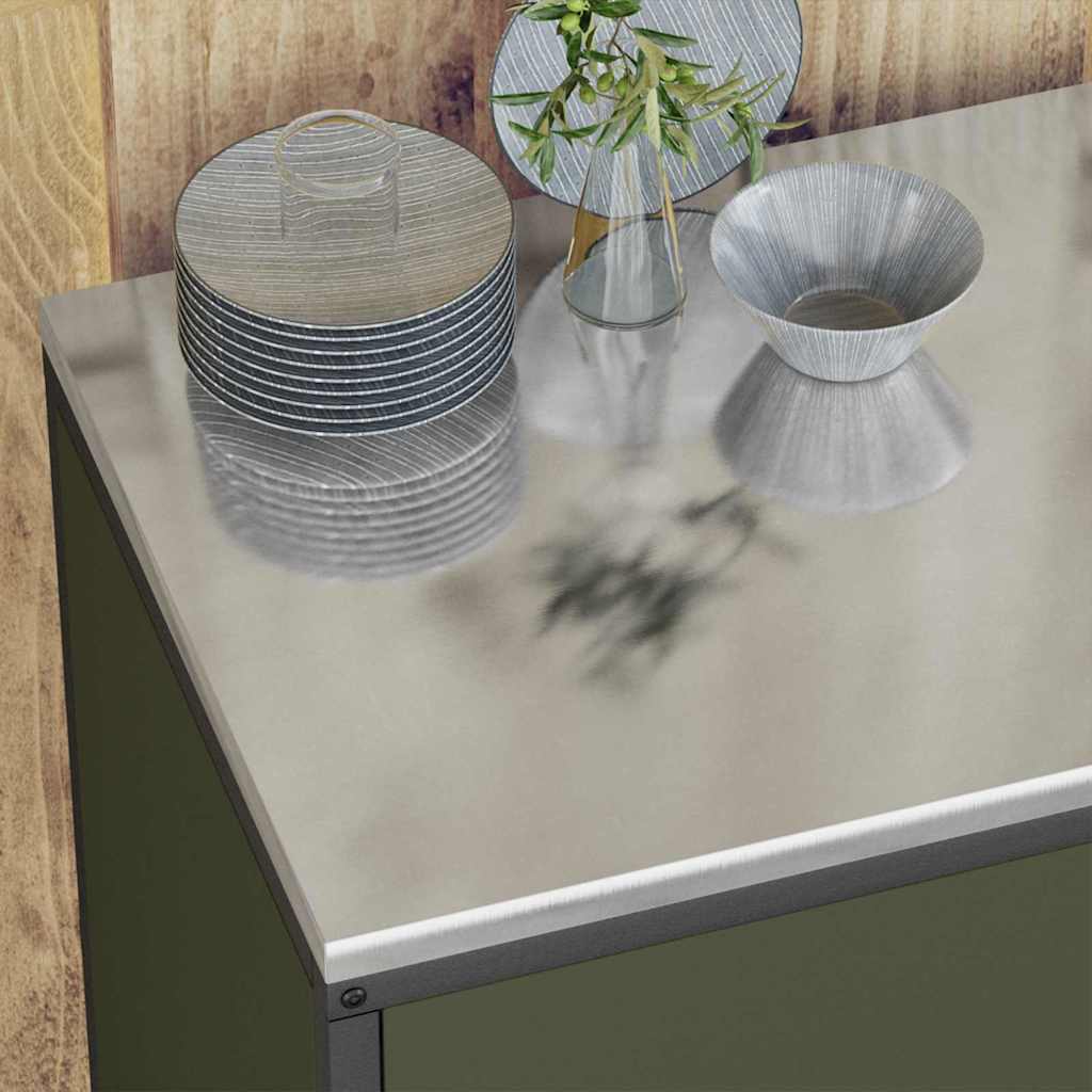Set di Stoccaggio per Cucina 2 pz-Armadietto Cucina  Verde oliva Acciaio 692561