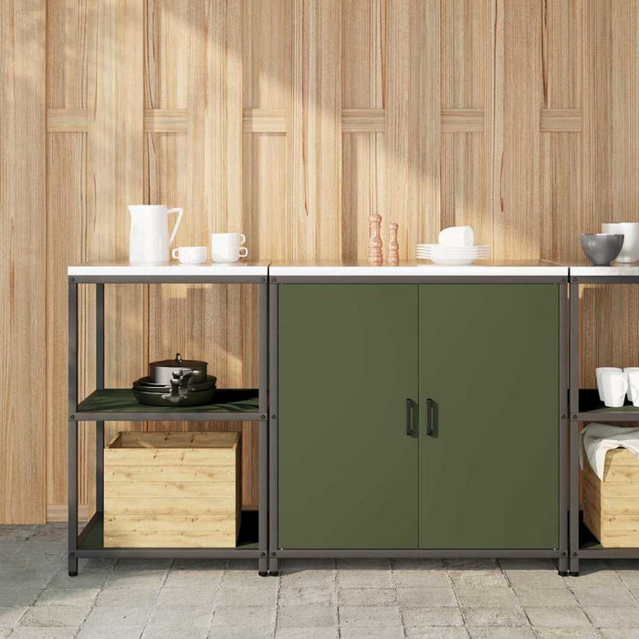 vidaXL Set di Stoccaggio per Cucina 2 pcs Verde oliva 150 x 50 x 92 cm