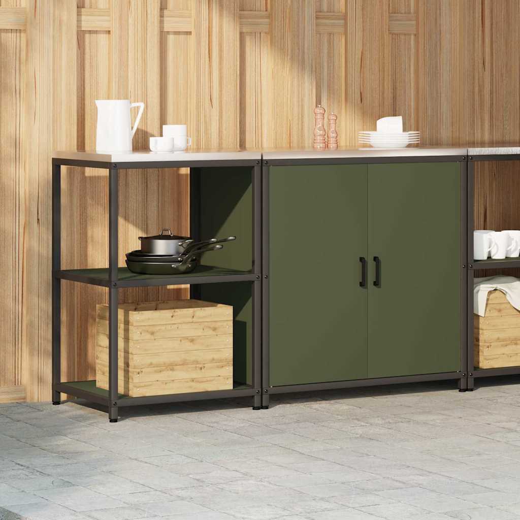 vidaXL Set di Stoccaggio per Cucina 2 pcs Verde oliva 150 x 50 x 92 cm