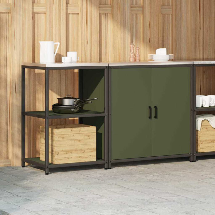 vidaXL Set di Stoccaggio per Cucina 2 pcs Verde oliva 150 x 50 x 92 cm