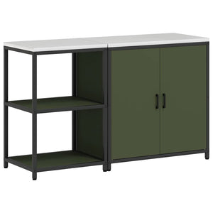 vidaXL Set di Stoccaggio per Cucina 2 pcs Verde oliva 150 x 50 x 92 cm