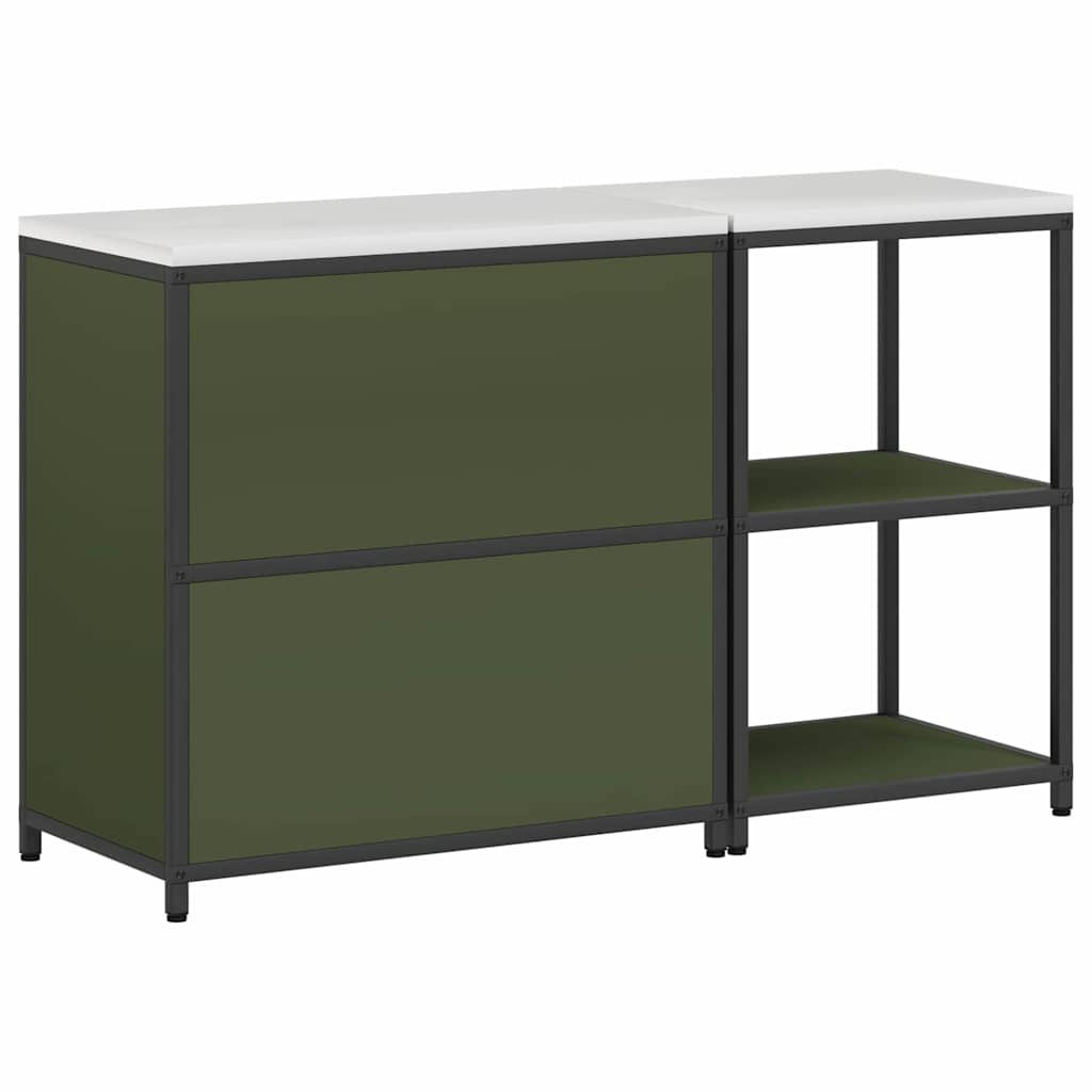 vidaXL Set di Stoccaggio per Cucina 2 pcs Verde oliva 150 x 50 x 92 cm