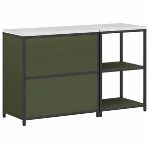 vidaXL Set di Stoccaggio per Cucina 2 pcs Verde oliva 150 x 50 x 92 cm