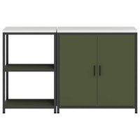 Set di Stoccaggio per Cucina 2 pz-Armadietto Cucina  Verde oliva Acciaio 692561