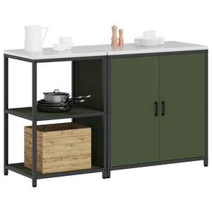 vidaXL Set di Stoccaggio per Cucina 2 pcs Verde oliva 150 x 50 x 92 cm