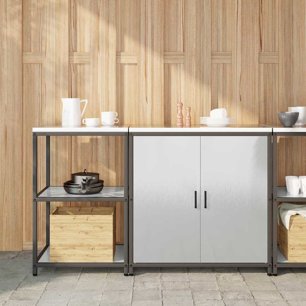 vidaXL Set di Stoccaggio per Cucina 2 pcs Argento 150 x 50 x 92 cm