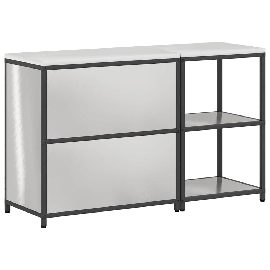 vidaXL Set di Stoccaggio per Cucina 2 pcs Argento 150 x 50 x 92 cm