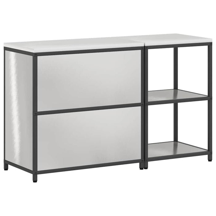 vidaXL Set di Stoccaggio per Cucina 2 pcs Argento 150 x 50 x 92 cm