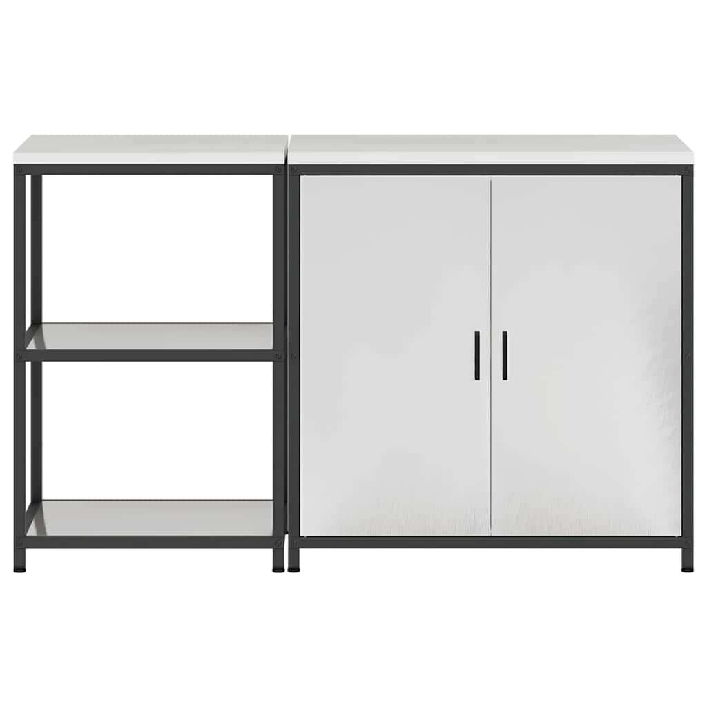 vidaXL Set di Stoccaggio per Cucina 2 pcs Argento 150 x 50 x 92 cm