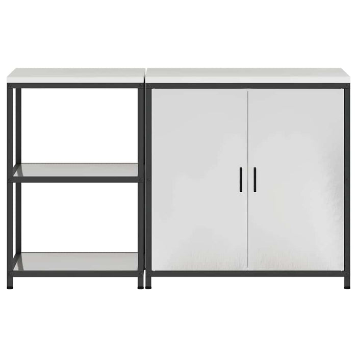 vidaXL Set di Stoccaggio per Cucina 2 pcs Argento 150 x 50 x 92 cm