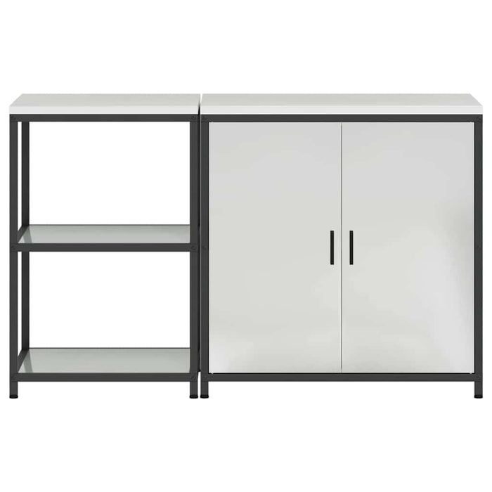 vidaXL Set di Stoccaggio per Cucina 2 pcs Argento 150 x 50 x 92 cm