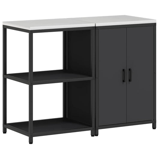 Set di Stoccaggio per Cucina con lo scaffale 2 pz-Armadietto Cucina-Armadietto Cucina Nero 122614