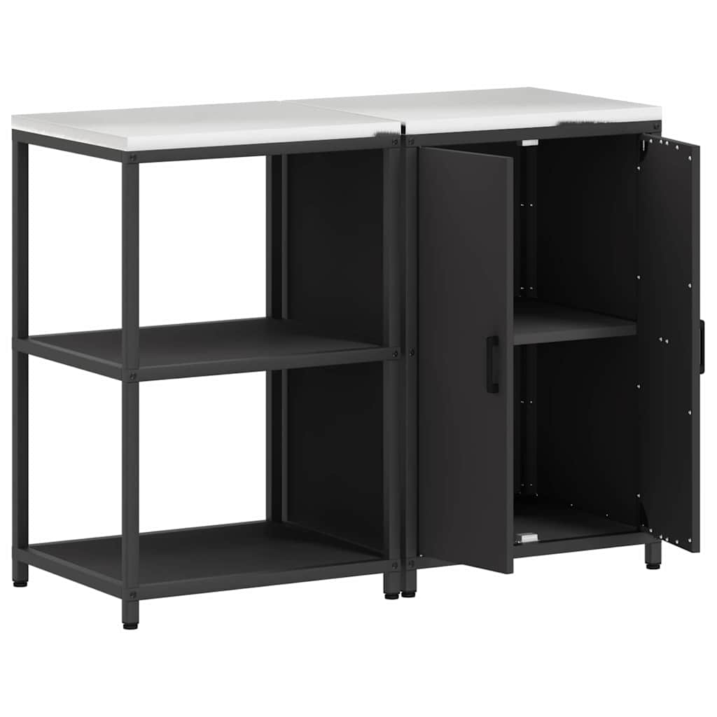 Set di Stoccaggio per Cucina con lo scaffale 2 pz-Armadietto Cucina-Armadietto Cucina Nero 122614