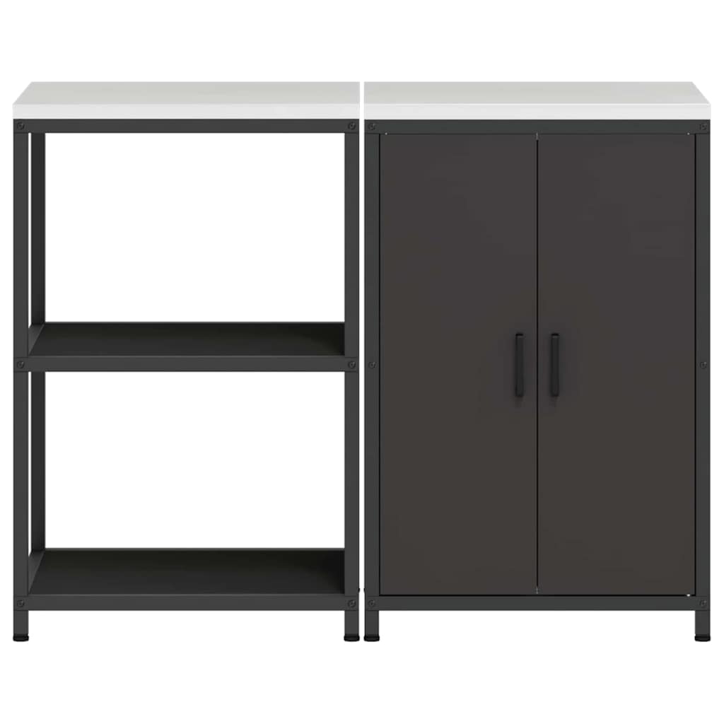 Set di Stoccaggio per Cucina con lo scaffale 2 pz-Armadietto Cucina-Armadietto Cucina Nero 122614