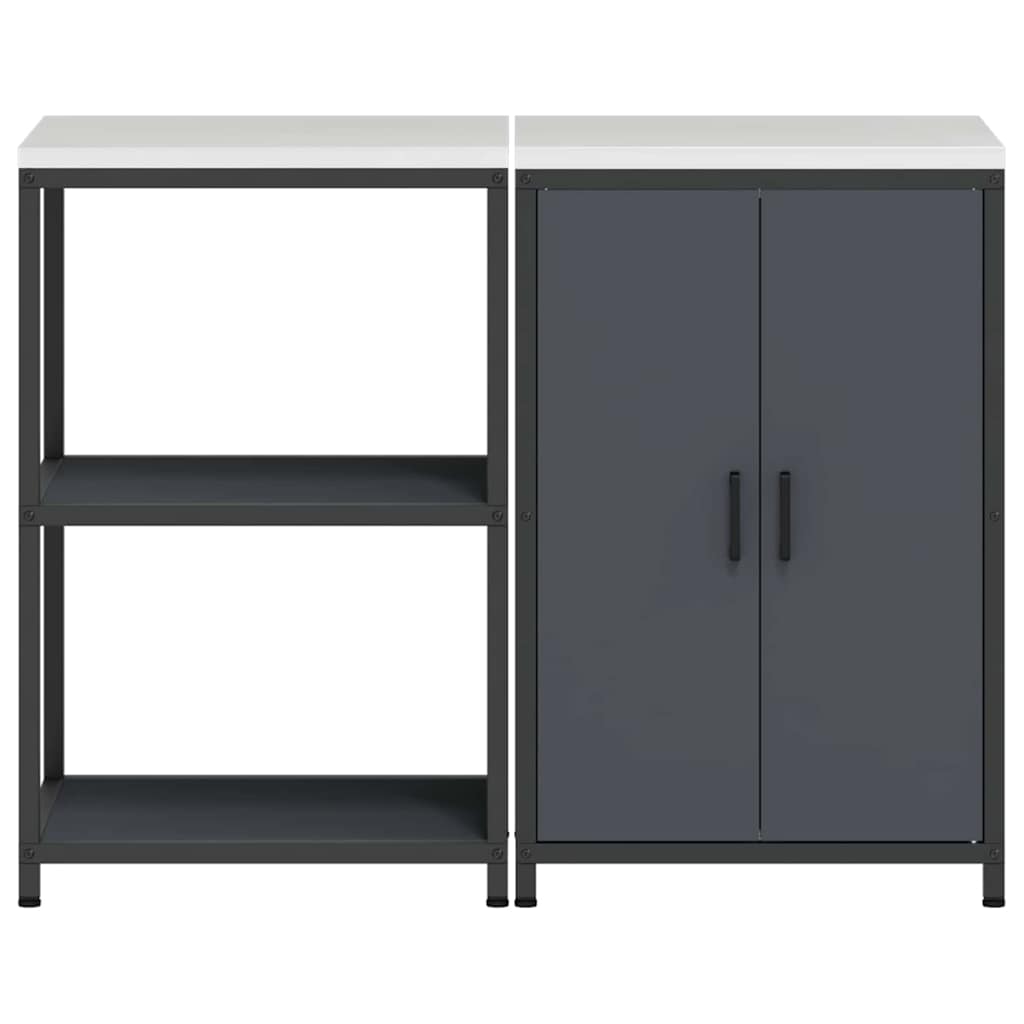 vidaXL Set di Stoccaggio per Cucina 2 pcs Antracite 120 x 50 x 92 cm