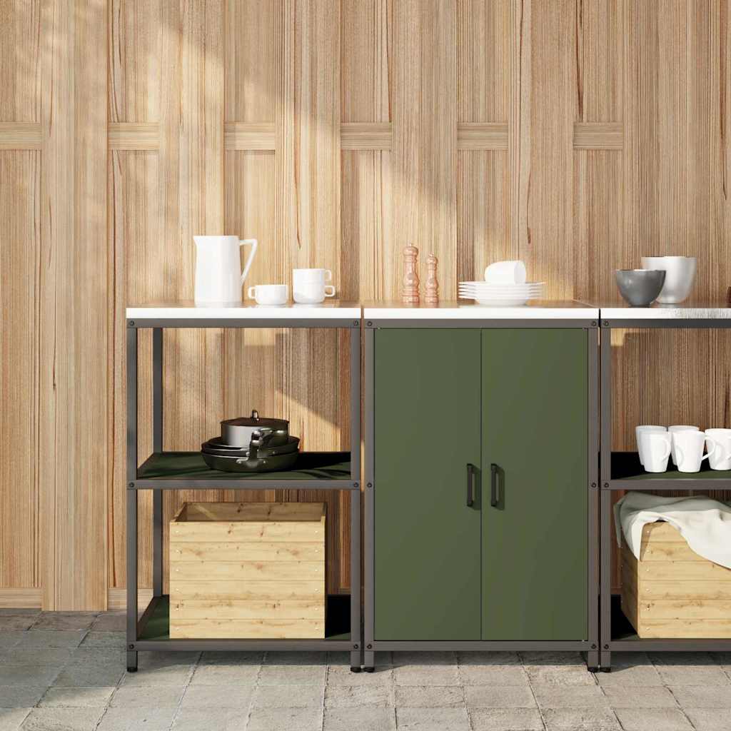 vidaXL Set di Stoccaggio per Cucina 2 pcs Verde oliva 120 x 50 x 92 cm