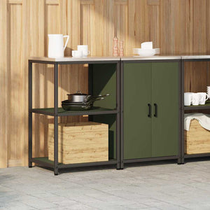 vidaXL Set di Stoccaggio per Cucina 2 pcs Verde oliva 120 x 50 x 92 cm