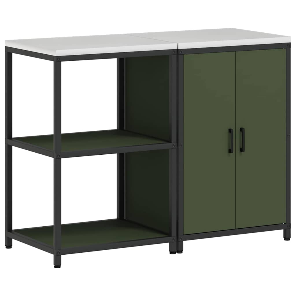 vidaXL Set di Stoccaggio per Cucina 2 pcs Verde oliva 120 x 50 x 92 cm