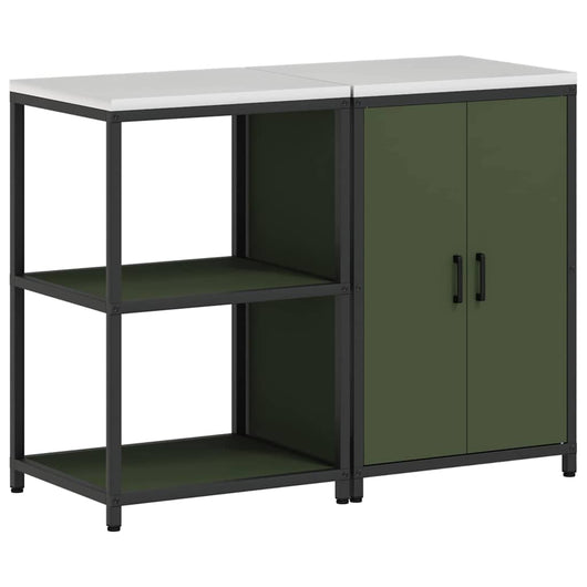 vidaXL Set di Stoccaggio per Cucina 2 pcs Verde oliva 120 x 50 x 92 cm