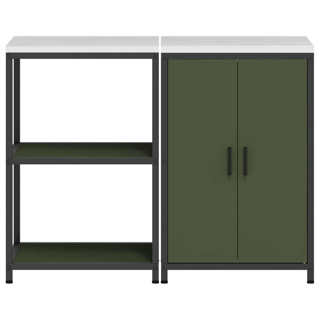 vidaXL Set di Stoccaggio per Cucina 2 pcs Verde oliva 120 x 50 x 92 cm