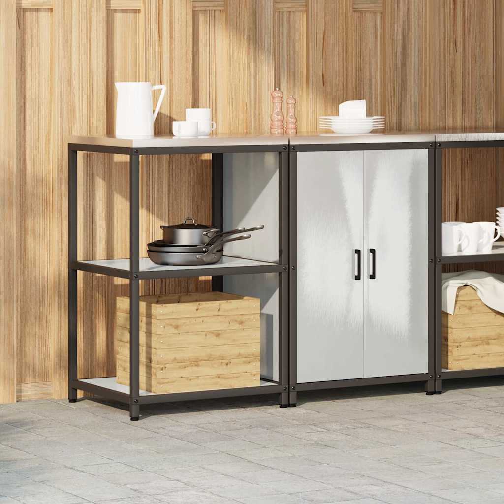 vidaXL Set di Stoccaggio per Cucina 2 pcs Argento 120 x 50 x 92 cm