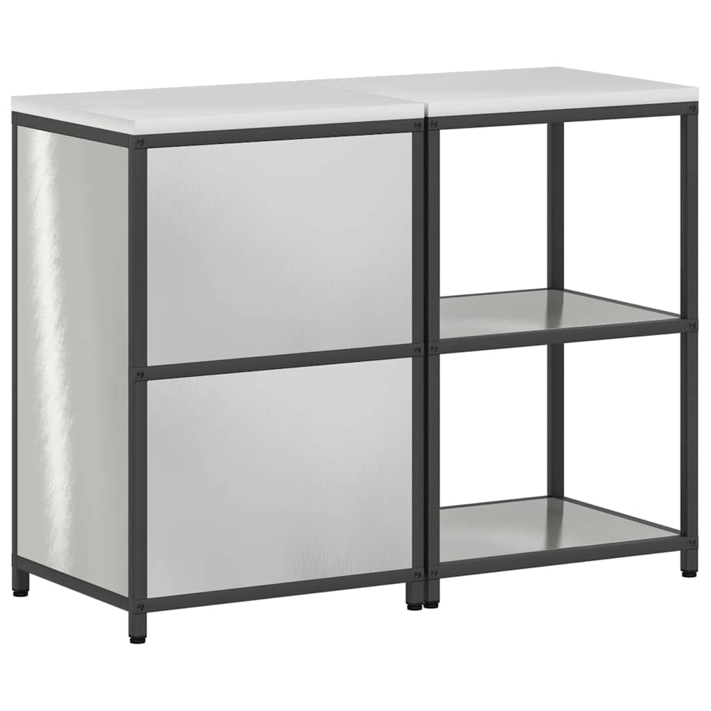 vidaXL Set di Stoccaggio per Cucina 2 pcs Argento 120 x 50 x 92 cm