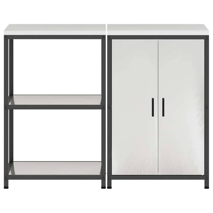 vidaXL Set di Stoccaggio per Cucina 2 pcs Argento 120 x 50 x 92 cm