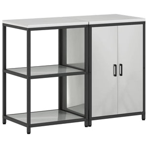 vidaXL Set di Stoccaggio per Cucina 2 pcs Argento 120 x 50 x 92 cm