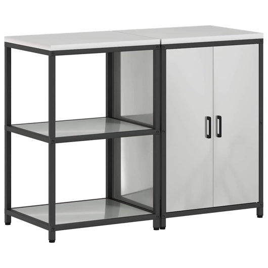 vidaXL Set di Stoccaggio per Cucina 2 pcs Argento 120 x 50 x 92 cm