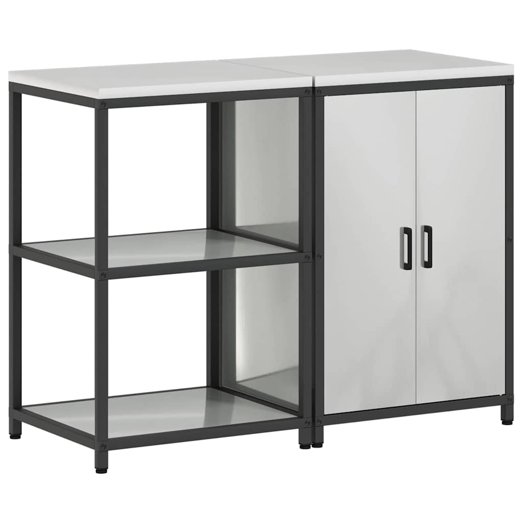 Set di Stoccaggio per Cucina 2 pz-Armadietto Cucina  Argento Acciaio zincato 145807