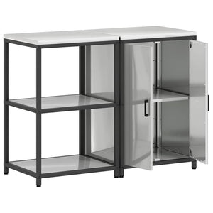 vidaXL Set di Stoccaggio per Cucina 2 pcs Argento 120 x 50 x 92 cm