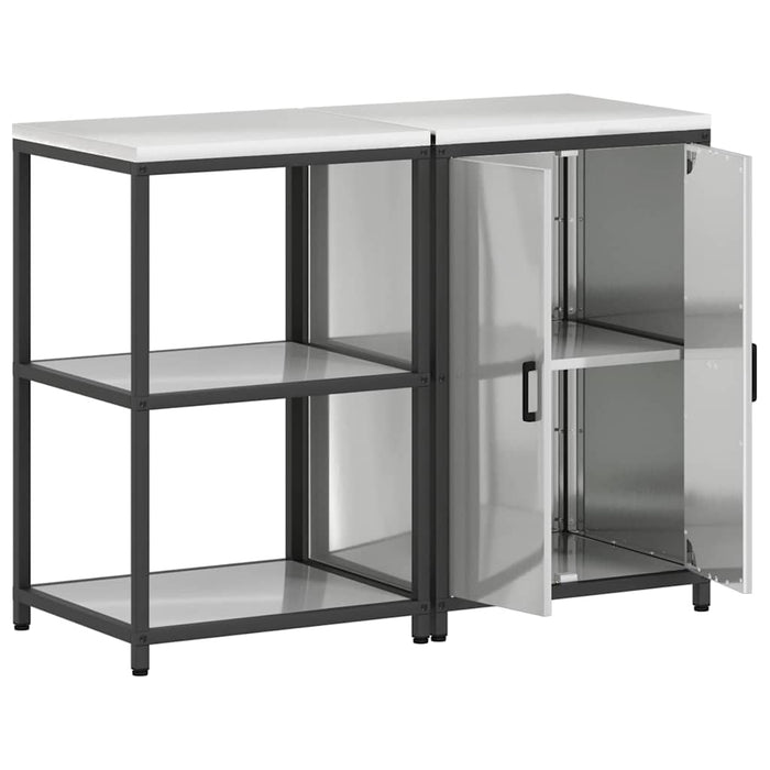 vidaXL Set di Stoccaggio per Cucina 2 pcs Argento 120 x 50 x 92 cm