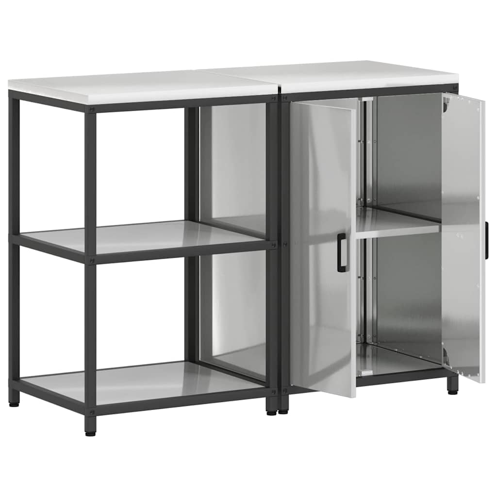 Set di Stoccaggio per Cucina 2 pz-Armadietto Cucina  Argento Acciaio zincato 145807