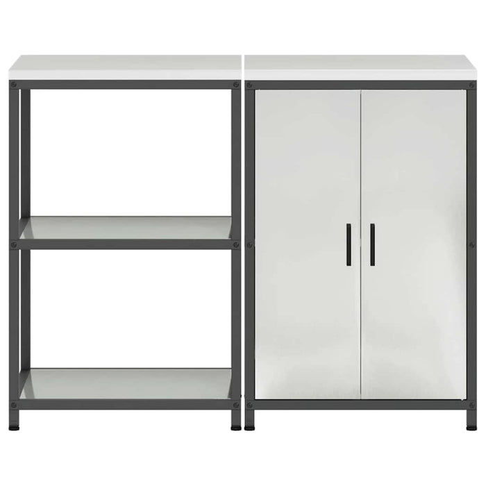 vidaXL Set di Stoccaggio per Cucina 2 pcs Argento 120 x 50 x 92 cm