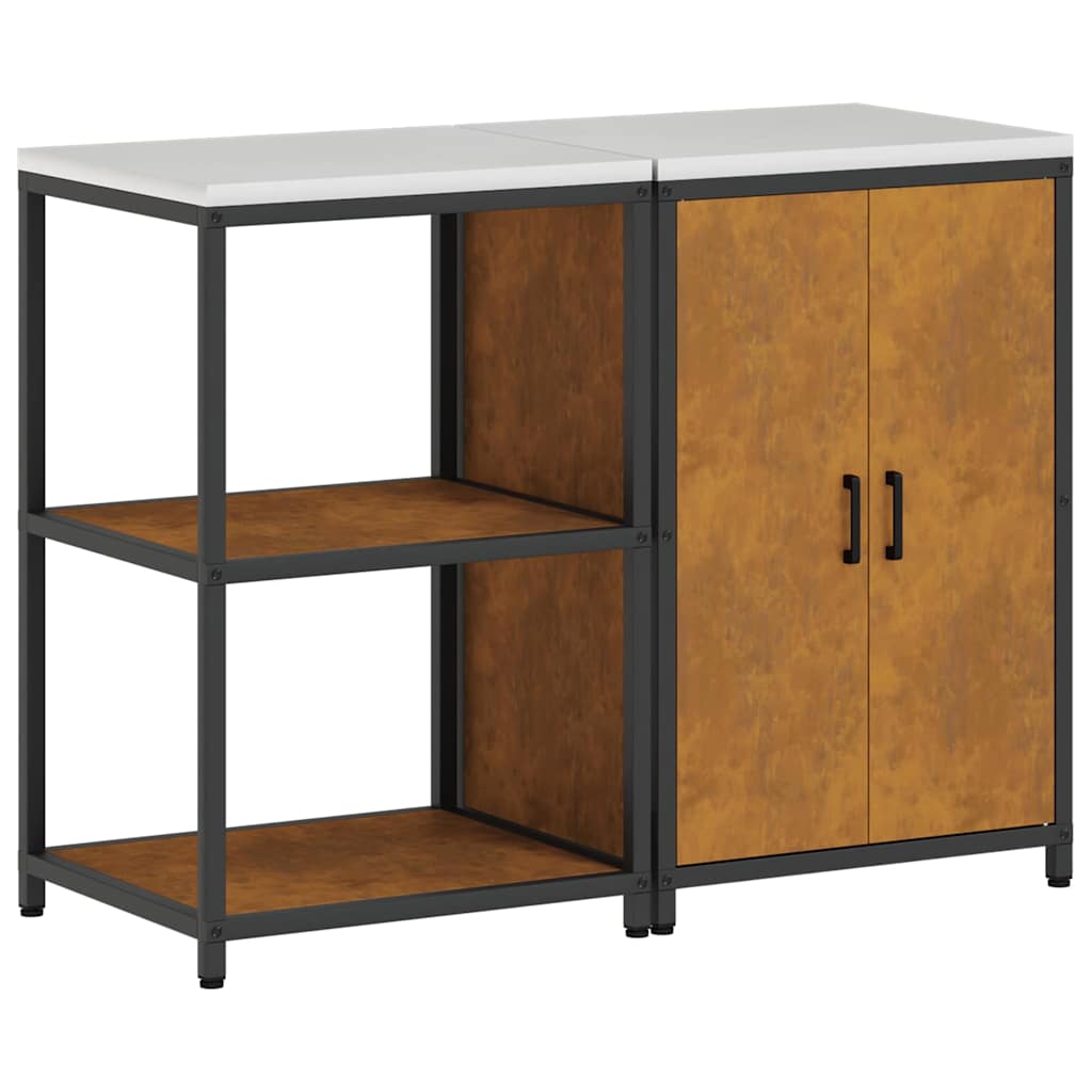 vidaXL Set di Stoccaggio per Cucina 2 pcs Ruggine 120 x 50 x 92 cm
