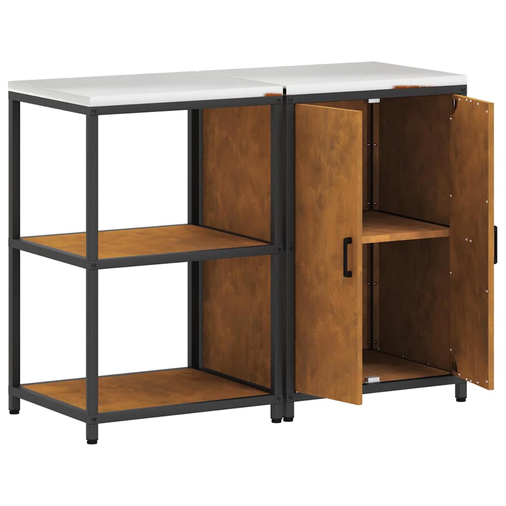 vidaXL Set di Stoccaggio per Cucina 2 pcs Ruggine 120 x 50 x 92 cm
