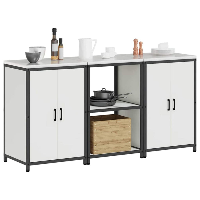 vidaXL Set di Stoccaggio per Cucina 3 pcs Bianco 180 x 50 x 92 cm