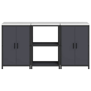 vidaXL Set di Stoccaggio per Cucina 3 pcs Antracite 180 x 50 x 92 cm
