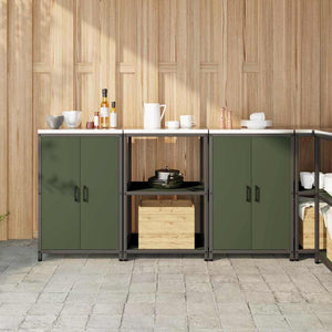 vidaXL Set di Stoccaggio per Cucina 3 pcs Verde oliva 180 x 50 x 92 cm
