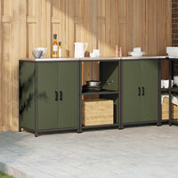 vidaXL Set di Stoccaggio per Cucina 3 pcs Verde oliva 180 x 50 x 92 cm
