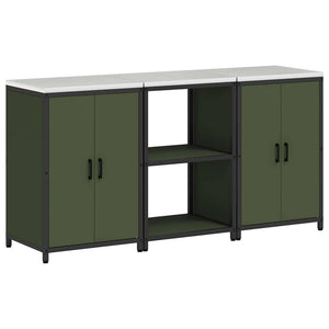 vidaXL Set di Stoccaggio per Cucina 3 pcs Verde oliva 180 x 50 x 92 cm