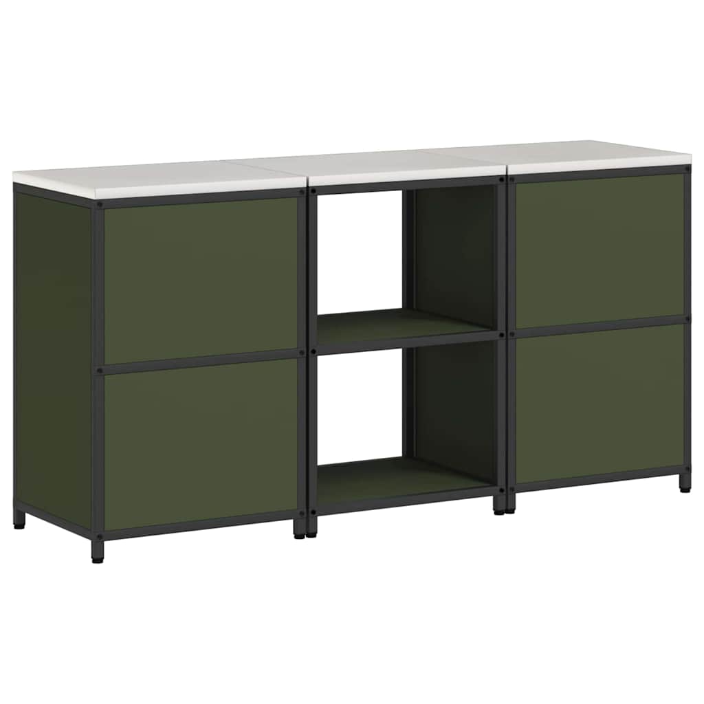 vidaXL Set di Stoccaggio per Cucina 3 pcs Verde oliva 180 x 50 x 92 cm